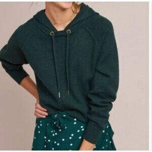 Anthropologie Moth Unwind Hooded Sweatshirt Green Size XS